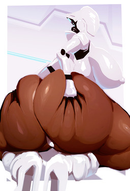 big_breasts big_butt breasts butt butt_grab butt_squish clothed clothed_female clothed_humanoid clothing dark_body dark_skin deep_skin female female_humanoid footwear hand_on_butt high_heels holding_butt huge_breasts huge_butt machine nipple_outline not_furry shoes solo squish riendonut haydee_(game) haydee android humanoid robot robot_humanoid 2016 digital_media_(artwork) digital_painting_(artwork) painting_(artwork)