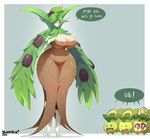 ambiguous_gender big_breasts breasts cleavage clothed clothing dialogue eyes_closed female group hair hair_over_eye huge_breasts larger_female leaf leaf_hair mature_female one_eye_obstructed plant plant_hair pseudo_hair size_difference small_waist speech_bubble standing text thick_thighs wide_hips bunnemilk nintendo pokemon arboliva elemental_creature elemental_humanoid flora_fauna generation_9_pokemon humanoid plant_humanoid pokemon_(species) smoliv 2023 absurd_res artist_name english_text hi_res