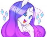 anthro anthrofied blue_eyes blue_eyeshadow breasts eyeshadow female hair heart_eyes heart_symbol horn makeup nude open_mouth ring solo tongue white_body puuzo friendship_is_magic hasbro my_little_pony mythology rarity_(mlp) equid equine mammal mythological_creature mythological_equine unicorn 2015