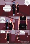 anthro clothed clothing dialogue duo female furniture hallway hotel speech_bubble text uniform work_clothes mynka lennox_(mynka) raelynn_(mynka) amphibian canid canine fox mammal salamander 3d_(artwork) comic digital_media_(artwork) english_text hi_res