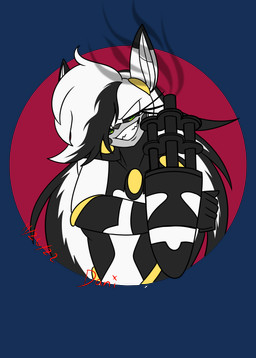 anthro black_body black_hair female gatling_gun golden_markings green_eyes grin grinning_at_viewer gun gun_arm gun_smoke hair half-closed_eyes holding_arm long_hair machine machine_gun minigun multicolored_body multicolored_hair narrowed_eyes nude nude_anthro nude_female pointy_ears ranged_weapon simple_background smile smiling_at_viewer smoke solo transparent_background two_tone_body two_tone_hair weapon weapon_arm white_body white_hair dandydani thetis_(bonjolasermaster) android robot 2022 absurd_res alpha_channel headshot_portrait hi_res portrait signature
