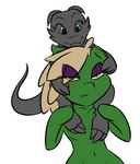 anthro carrying_another duo female feral piggyback telsie pooky_(pooky's_goodra) equid equine horse kobold mammal pony scalie hi_res