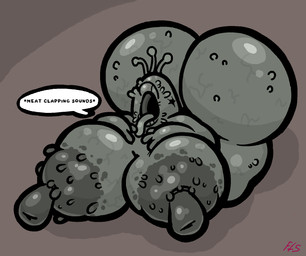 antennae_(anatomy) areola big_breasts big_butt blotchy_areola breasts butt female green_antennae green_areola green_body green_nipples hand_on_breast hand_on_own_breast huge_breasts huge_butt hyper hyper_breasts hyper_butt nipple_dip nipples open_mouth overweight overweight_female solo speech_bubble text thick_thighs three-quarter_view tongue tongue_out filthyskull mewgenics crater_maker_(mewgenics) monster 2026 digital_media_(artwork) english_text hi_res signature