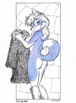 anthro areola breasts butt clothing dipstick_tail female fur_coat igloo inuit markings mostly_nude nipples side_boob solo tail tail_markings undressing david_a_cantero canid canine canis domestic_dog husky mammal nordic_sled_dog spitz