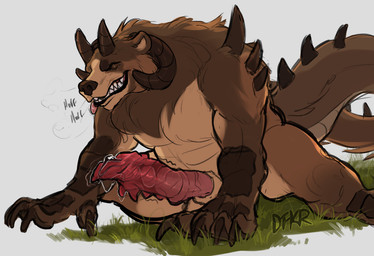 5_fingers animal_genitalia animal_penis anthro arm_markings aroused balls bear_ears belly big_penis biped bodily_fluids breath brown_arms brown_body brown_ears brown_fur brown_hands brown_legs cheek_markings claws curved_horn erection eyebrows eyes_closed facial_markings finger_claws fingers fur fur_markings genital_fluids genitals hair head_horn head_markings horn hybrid_genitalia leaking leaking_penis leaking_precum long_horn long_tail lying male male_anthro mane mane_hair markings monotone_background monotone_hands monotone_horn monotone_inner_ear multicolored_body multicolored_ears multicolored_fur multicolored_scales musclegut muscular nude on_front outside panting pawpads paws penis plantigrade precum ridged_horn scale_markings scales scaly_tail sheath short_fur simple_background slightly_chubby solo spikes spikes_(anatomy) straight_horn tail tan_balls tan_belly tan_body tan_fur teeth text three-quarter_view tongue tongue_out two_tone_ears two_tone_tail ursine_ears ursine_genitalia ursine_penis vein veiny_penis dfkr mythology kuruk_(character) bear brown_bear dragon grizzly_bear hybrid mammal mythological_creature mythological_scalie reptile scalie ursidae ursine 2025 colored_sketch digital_drawing_(artwork) digital_media_(artwork) english_text sketch
