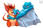 3:2 anthro balls blue_body blue_skin blush chua duo feet fennephilim_fox fish fizz_(lol) foot_fetish foot_lick foot_play fur genitals gusho hand_on_leg hands_behind_head kneeling league_of_legends licking looking_at_another looking_at_partner lying male male/male marine multicolored_body multicolored_fur nipples on_back open_mouth penis pink_penis pseudo_hair red_body red_fur riot_games rock scar short_tail suckers tail teeth tencent tentacle_hair tentacles toes tongue tongue_out two_tone_body two_tone_fur wildstar yordle