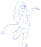 anthro areola big_breasts breasts chopsticks female hair navel neck_tuft nipples nude solo tuft skidd toriko_(series) jomei_jong battle_wolf canid canine canis mammal wolf 2013 hi_res monochrome sketch