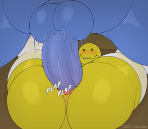 anal anal_penetration anthro balls big_penis blue_balls blue_body blue_butt blue_penis blue_scales blue_thighs brown_background butt clothing duo flustered from_front_position genitals half-closed_eyes legwear looking_pleasured lying male missionary_position narrowed_eyes on_back penetration penile penile_penetration penis plap_(sound) scales sex simple_background text thigh_highs vein veiny_penis white_clothing white_legwear white_thigh_highs yellow_body yellow_butt yellow_skin yellow_thighs kento267 verity_(thatmob) zoid_(e-zoid) humanoid absurd_res artist_name hi_res