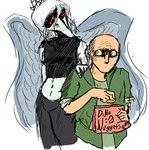 anthro bald blue_body blue_scales bone_frill breasts clothing crop_top death_glare death_stare dino_nugget duo faceless_character faceless_human faceless_male feathered_wings feathers female frill_(anatomy) grey_feather grey_hair hair hand_on_shoulder head_crest head_frill jacket male midriff navel red_eyes scales shirt simple_background text topwear wings sakamtosng cavemanon_studios goodbye_volcano_high snoot_game anon_(snoot_game) fang_(gvh) human mammal prehistoric_species pterodactylus pterosaur reptile scalie colored colored_sketch english_text sketch