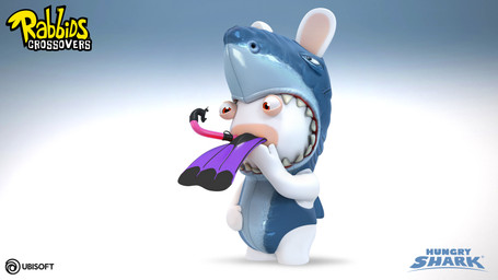 anthro blue_background blue_costume clothed clothed_anthro clothed_male clothing costume fur gradient_background lidded_eyes light long_ears male male_anthro mitten_hands multicolored_body noseless object_in_mouth red_eyes short_legs simple_background snorkel snorkel_in_mouth solo standing surprised swimming_fin_in_mouth swimming_fins tan_body tan_eyelids tan_inner_ear tan_skin teeth text title two_tone_body white_body white_fur thomas_veyrat hungry_shark_(series) raving_rabbids rayman_(series) ubisoft lagomorph mammal rabbid 16:9 2016 3d_(artwork) 4k absurd_res adobe_illustrator_(artwork) adobe_photoshop_(artwork) autodesk_3ds_max_(artwork) colored crossover digital_media_(artwork) english_description english_text full-length_portrait hi_res lighting official_art portrait shaded widescreen zbrush_(artwork)