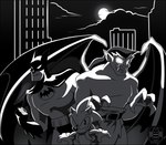 anthro backpack belt_buckle buckle cape claws clothing cloud gloves group handwear male moon serious serious_face trio wings finimun batman_(series) dc_comics dcau disney gargoyles sega sonic_the_hedgehog_(satam) sonic_the_hedgehog_(series) batman goliath_(gargoyles) sonic_the_hedgehog eulipotyphlan gargoyle hedgehog human mammal crossover greyscale hi_res monochrome