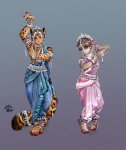 anthro belly_dancer clothing dancing dress duo female india indian_clothing male simple_background tail thumbclawz imli paleo_(thumbclawz) felid feline haplorhine hybrid loris lorisoid mammal marbled_cat marsupial monkey primate slow_loris strepsirrhine thylacoleo vombatiform 2008 full-length_portrait portrait