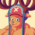 1:1 anthro antlers blue_nose bust_portrait clothing deer furgonomics furry_(artist) happy hat headgear headwear horn looking_at_viewer male mammal muscular muscular_anthro muscular_male new_world_deer one_piece pecs portrait reindeer simple_background smile solo tongue tony_tony_chopper white_background