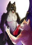 anthro duo male male/male kwakapaint canid canine canis felid feline mammal wolf absurd_res hi_res