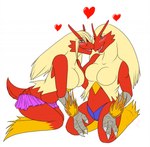 anthro assimilation blaziken blue_eyes bottomwear breasts clothing colored duo eye_contact feathers female female/female fire fur gender_transformation generation_3_pokemon hair heart_symbol hi_res kaitofletcher kneeling leaning leaning_forward long_hair looking_at_another love medium_breasts microskirt mind_alteration miniskirt mtf_transformation nintendo open_mouth panties personality_change pokemon pokemon_(species) red_body red_feathers romantic romantic_couple skirt species_transformation thick_thighs tongue tongue_out transformation underwear yellow_body yellow_feathers yellow_fur