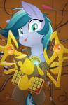 blue_eyes blue_hair claws clothing cybernetics female hair machine solo tongue tongue_out goatanimedatingsim hasbro my_little_pony fan_character cyborg earth_pony equid equine horse mammal pony 2015 absurd_res hi_res