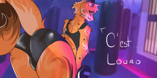 anthro bubble_butt butt butt_pose clothing femboy gym male pose slim solo sport teasing wet wet_clothing femboychaton canid canine fox mammal hi_res