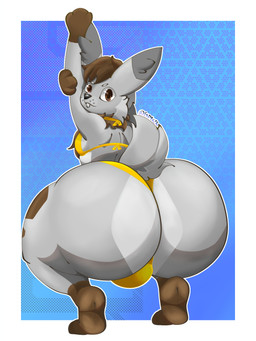 anthro big_butt bikini bulge butt clothing crouching huge_butt male presenting presenting_hindquarters solo stretching swimwear two-piece_swimsuit isdracko25 lagomorph leporid mammal rabbit 3:4 absurd_res hi_res