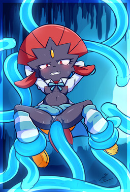 bodily_fluids forced genital_fluids inflated_belly male penetration rape restrained restrained_by_tentacles sex solo tentacle_in_vagina tentacle_penetration tentacle_rape tentacle_sex tentacles vaginal vaginal_penetration xxkenthewolfxx nintendo pokemon generation_4_pokemon pokemon_(species) weavile invalid_tag absurd_res hi_res