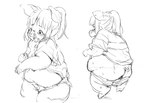 anthro belly bodily_fluids butt female forced forced_transformation genitals loli mid_transformation overweight pussy slightly_chubby slightly_chubby_female solo tears transformation weight_gain young oseron ghibli spirited_away chihiro_ogino domestic_pig human mammal suid suine sus_(pig) black_and_white monochrome sketch