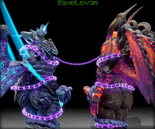 bdsm big_butt big_penis blue_glow bubble_butt butt chain chain_bondage chained_together claws duo erection finger_claws genitals glowing glowing_body glowing_genitalia glowing_penis glowing_tongue glowing_wings horn long_tongue magic_chain male penis rear_view red_glow sin_devil_trigger standing tail tentacle_masturbation tentacles tongue tongue_out wings thekidxeno capcom devil_may_cry devil_may_cry_5 dante_(dmc) vergil_(devil_may_cry) demon humanoid scalie 2026 3d_(artwork) 6:5 absurd_res blender_(artwork) digital_media_(artwork) hi_res huge_filesize brother_(lore) brothers_(lore) sibling_(lore)