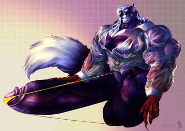 abs anthro areola balls biceps big_balls big_muscles big_pecs big_penis big_tail body_pattern brute claws clothed clothing erection fluffy fluffy_tail foreskin fur genitals hair huge_balls huge_muscles huge_penis humanoid_genitalia humanoid_penis hyper hyper_balls hyper_biceps hyper_genitalia hyper_muscles hyper_pectorals hyper_penis male markings muscular muscular_anthro muscular_male nipples nude pecs penis purple_body purple_fur shirt simple_background smile smirk solo speedo swimwear tail thick_thighs thong topwear underwear vein wet wet_body wet_clothing wet_fur wet_shirt wet_topwear white_body white_fur white_hair wide_hips vesnu_studio vesnu_(character) domestic_cat felid feline felis mammal absurd_res digital_media_(artwork) hi_res