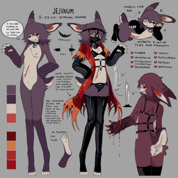 5_fingers abdominal_scar anthro black_bra black_clothing black_collar black_harness black_latex black_legwear black_mask black_panties black_thigh_highs black_underwear blood blood_on_hand bodily_fluids bra breasts butt chest_tuft chibi claws clothed clothed_anthro clothed_female clothing collar collar_only color_swatch constricted_pupils countershade_butt countershade_fur countershade_torso countershading cross-popping_vein digitigrade dildo directional_arrow ears_back eye_scar facial_scar feet female female_anthro female_symbol fingers flesh_clothing floppy_ears fur gender_symbol genitals glistening glistening_latex gloves_(marking) grey_background harness information innie_vulva knife latex latex_bra latex_clothing latex_legwear latex_panties latex_thigh_highs latex_underwear leg_markings legwear looking_at_viewer looking_back looking_back_at_viewer lop_ears markings mask medium_hair mostly_nude_anthro mostly_nude_female narrowed_eyes navel nipples nude nude_anthro nude_female one_eye_closed panties pivoted_ears pupils purple_body purple_fur purple_tail red_inner_ear red_nipples red_scar sadism scar scut_tail seam_(sewing) sex_toy sharp_teeth short_tail shoulder_blades simple_background skinny_anthro skinny_female small_breasts small_pupils smelly socks_(marking) solo speech_bubble standing stated_age stated_gender stated_sexuality symbol tail tan_body tan_countershading tan_inner_ear teeth text thigh_highs threatening toeless_(marking) tuft underwear vulva white_body white_countershading jejejunum jejunum_(jejejunum) ambient_arthropod ambient_fly ambient_insect lagomorph leporid mammal rabbit 1:1 2025 character_name digital_drawing_(artwork) digital_media_(artwork) english_description english_text full-length_portrait hi_res model_sheet multiple_images portrait