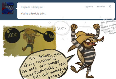 anthro brown_body brown_skin buckteeth claws clothing cowboy_hat dialogue exercise hat headgear headwear long_ears male open_mouth open_smile prison_uniform prisoner scales sharp_teeth simple_background smile solo speech_bubble tail tan_body tan_scales teeth text tongue tumblr_ask weightlifting weights white_background workout stormful sly_cooper_(series) sony_corporation sony_interactive_entertainment sucker_punch_productions toothpick_(sly_cooper) armadillo mammal xenarthran 2013 english_text