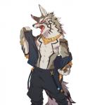 abs anthro clothing countershading fur male pecs solo teeth ty_arashi lifewonders tokyo_afterschool_summoners seth_(tas) canid canine canis jackal mammal 2018 absurd_res digital_media_(artwork) hi_res