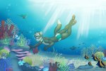 anthro aquaphilia bubble butt clothing diving eyewear feet freediving goggles holding_breath male paws solo swimming tail text toes underwater underwear water wet deadliestvenom emil_tamilder domestic_ferret mammal mustelid musteline true_musteline weasel hi_res url