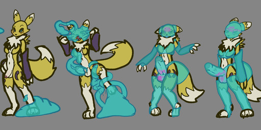 anthro breasts corruption genitals gynomorph intersex nude paws penis solo tail trapknight bandai_namco digimon animate_inanimate canid digimon_(species) goo_creature living_clothing mammal renamon absurd_res hi_res sequence