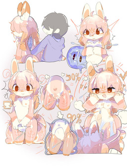 anthro areola biped black_hair blue_internal breasts bulge bulge_grab clothed clothed_human clothed_male clothing countershade_face countershade_neck countershade_torso countershading duo female female_anthro front_view gender_transformation glistening glistening_body gloves_(marking) goo_drip hair hand_on_face heart_(marking) heart_pupils heart_symbol hollow_body hoodie human_to_anthro interrobang kneeling leg_markings male markings mtf_transformation navel nipples nude nude_anthro nude_female open_mouth percentage pink_body pink_hair rear_view red_eyes simple_background small_breasts smile socks_(marking) solo_focus species_transformation standing star_(marking) steam suit_transformation tentacle_suit three-quarter_view topwear transformation transformation_sequence twinning unusual_anatomy vulva white_body white_countershading white_markings ginyertac animate_inanimate human lagomorph leporid living_clothing mammal rabbit 2024 chinese_description colored