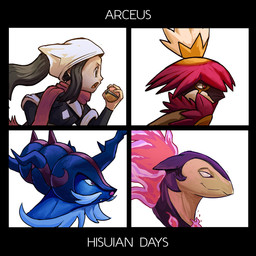 album_redraw album_reference ambiguous_gender anthro armor beak blue_body blue_fur brown_body brown_feathers clothed clothing facial_hair feathers female feral fire flaming_hair flaming_mane fur group head_feathers headgear headwear helmet pokeball pseudo_hair pseudo_mane purple_body purple_fur red_body red_feathers scarf simple_background snout tan_body tan_feathers tan_fur whiskers white_background tsitra360 gorillaz nintendo pokemon akari_(pokemon) aquatic avian generation_8_pokemon hisuian_decidueye hisuian_form hisuian_samurott hisuian_typhlosion human mammal mustelid pinniped pokemon_(species) regional_form_(pokemon) 1:1 hi_res