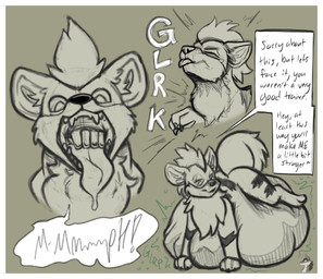 abdominal_bulge betrayal border digestion digestion_implied digestion_noises duo feral fluffy hand_in_mouth human_prey neck_bulge oral_vore quadruped rumbling_stomach size_difference smaller_pred swallowing swallowing_sound_effect text trainer trainer_role_reversal vore white_border arkailart nintendo pokemon canid canine generation_1_pokemon growlithe human mammal pokemon_(species) absurd_res english_text hi_res