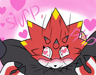 anthro black_body blush duo erection fellatio genitals heart_eyes heart_symbol horn male male/male oral penile penis red_body scarf sex d_demondragon sveemon bandai_namco digimon glizzy_gobbler betelgammamon digimon_(species) gulusgammamon scalie hi_res meme