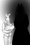 2018 2:3 anthro baby black_and_white clothed clothing creepy dress equid equine eyes_closed faceless faceless_character faceless_female family father_(lore) female fully_clothed ghost gradient_background group hi_res hladilnik horse male mammal mare_in_black mare_in_black's_daughter_(hladilnik) monochrome mother_(lore) parent_(lore) simple_background spirit young