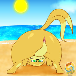all_fours ambiguous_gender anus ass_up beach butt featureless_crotch feral fur green_eyes looking_at_viewer orange_body orange_fur spread_legs spreading softestpuffss nintendo pokemon buizel generation_4_pokemon pokemon_(species) shiny_pokemon 1:1 hi_res