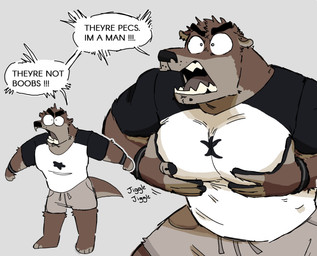 aged_up angry anthro argument armband black_eyebrows black_nose black_palms blue_eyes bottomwear chin_piercing clothing countershade_neck countershade_snout countershade_tail countershading ear_piercing exclamation_point eyebrows facial_markings feet fingerless_(marking) fist freckles furgonomics furrowed_brow groping_chest groping_pecs head_markings head_tuft leg_tuft male markings motion_lines multiple_poses muscular muscular_male open_mouth pec_cleavage piercing pose print_clothing print_shirt print_topwear round_ears round_eyes self_grope sharp_teeth shirt shorts simple_background snout solo speech_bubble spelling_error spots spotted_markings stated_gender tail teeth text thick_eyebrows thick_neck toeless_(marking) topwear tuft white_sclera yelling ozzyishere3 echo_(game) echo_(series) echo_project sydney_bronson mammal mustelid otter river_otter 2025 digital_media_(artwork) english_text hi_res line_art