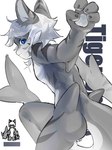 anthro biped blue_eyes fur grey_body grey_skin hair looking_at_viewer male nude_anthro nude_male slim_anthro slim_male solo white_body white_hair white_skin wangyu20227426 changed_(video_game) the_shark_(changed) fish furred_shark marine shark 2024 3:4 hi_res