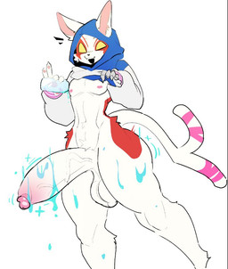 anthro balls big_penis clothed clothing clothing_lift fur genitals holding_object hood_up hoodie hoodie_lift huge_penis humanoid_genitalia humanoid_penis hyper hyper_genitalia hyper_penis male markings navel nipples open_mouth penis pink_nipples red_markings simple_background solo standing tail thick_thighs topwear vein veiny_penis white_background white_body white_fur wide_hips yellow_eyes shiyaa_stuff epic_games fortnite nyanja_(fortnite) domestic_cat felid feline felis mammal colored colored_sketch digital_drawing_(artwork) digital_media_(artwork) flat_colors sketch