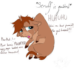 abuse ambiguous_gender blue_eyes bodily_fluids brown_body brown_fur brown_hair brown_hooves brown_tail crying dialogue feral fur hair hooves horn lifting midair offscreen_character open_mouth quadruped sad solo tail tears text young young_ambiguous young_feral auroraravenvixen fluffy_pony mythology equid equine fluffy_pony_(species) mammal mythological_creature mythological_equine unicorn absurd_res digital_drawing_(artwork) digital_media_(artwork) english_text flat_colors hi_res