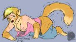 all_fours amber_eyes anthro blue_background bodily_fluids bottomwear breasts clothing female fur human_to_anthro nipples one_eye_closed open_mouth pants shaking shirt simple_background solo species_transformation tears topwear transformation sivi domestic_cat felid feline felis mammal 2012