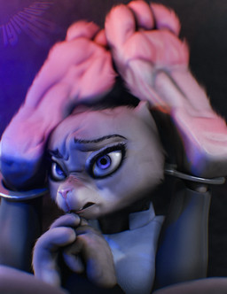 3_toes anthro bdsm cuff_(restraint) feet female first_person_view handcuffed handcuffs lying metal_cuffs on_back police restraints soles solo toes worried iglooder disney zootopia judy_hopps lagomorph leporid mammal rabbit absurd_res blender_(artwork) digital_media_(artwork) hi_res