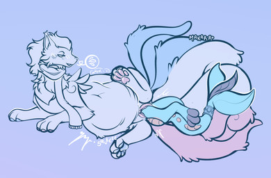 abdominal_bulge almost_fully_inside belly big_belly blush bodily_fluids duo female feral feral_pred feral_prey fusion genitals huge_belly imprint looking_back looking_pleasured multi_tail onomatopoeia open_mouth partially_inside pokemon_fusion simple_background sound_effects tail text unbirthing vaginal vore vulva makar-ro nintendo pokemon aquafresh_(sylve0n) skipper_(m4gg0t) eeveelution generation_1_pokemon generation_3_pokemon ninetales pokemon_(species) swampert vaporeon absurd_res hi_res