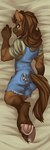 anthro clothed clothing dakimakura male overalls rear_view shirt solo topwear atryl ian_porter equid equine horse mammal dakimakura_design