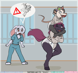 anthro asylum bdsm bondage bound carrying_another crown diaper female female/female group headgear hospital nurse piggyback restraints straitjacket trio the_padded_room american_opossum equid equine horse lagomorph leporid mammal marsupial pony rabbit absurd_res hi_res