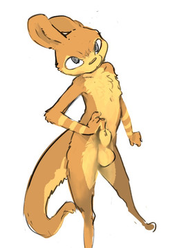 animal_genitalia anthro balls fully_sheathed fur genitals hair looking_at_viewer male nude penis sheath simple_background solo stripes tail mindkog jak_and_daxter naughty_dog sony_corporation sony_interactive_entertainment daxter mammal mustelid ottsel digital_media_(artwork)