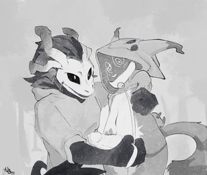 anthro bell bell_collar black_body black_eyes black_fur bodily_fluids bone bottomless clothed clothing collar duo femboy flustered fur genital_fluids genitals grey_body grey_fur hair hoodie hoodie_only horn humanoid_genitalia humanoid_penis leash leash_pull looking_at_viewer male male/male markings penis skull skull_head slightly_chubby tail thick_thighs topwear topwear_only white_body white_fur white_penis wide_hips neonbrutality american_mythology indigenous_north_american_mythology mythology north_american_mythology bunjo_(neonbrutality) domestic_cat felid feline felis mammal wendigo absurd_res hi_res