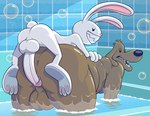 3_toes all_fours anthro anthro_on_anthro anus backsack ball_size_difference balls bathing_together bathroom bathtub bdsm big_balls big_butt big_penis black_dot_eyes brown_balls brown_body brown_fur brown_perineum bubble butt butt_size_difference dominant duo erection feet fur gaping gaping_anus genitals glans grin head_tuft hindpaw hot_dogging humanoid_genitalia humanoid_penis indoor_nudity indoor_sex inside interspecies long_ears long_penis male male/male male_anthro nude overweight overweight_anthro overweight_male pawpads paws penis perineum pink_glans pink_nose sex sharp_teeth size_difference slim slim_anthro slim_dom slim_male slim_sub small_but_hung small_dom_big_sub smile soles teeth toes tuft water white_balls white_body white_fur white_penis white_perineum anti_dev sam_and_max max_(sam_and_max) samuel_dog canid canine canis domestic_dog lagomorph leporid mammal rabbit 2022 digital_media_(artwork) hi_res