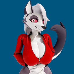 anthro big_breasts breasts cleavage clothed clothing female hair huge_breasts jacket looking_at_viewer nipple_outline pantsless provocative red_sclera smile smiling_at_viewer solo topwear unzipped white_hair zipper severalbaps aeridiccore_(modeler) hellaverse helluva_boss mythology loona_(helluva_boss) canid canid_demon canine demon hellhound mammal mythological_canine mythological_creature 1:1 3d_(artwork) absurd_res digital_media_(artwork) hi_res